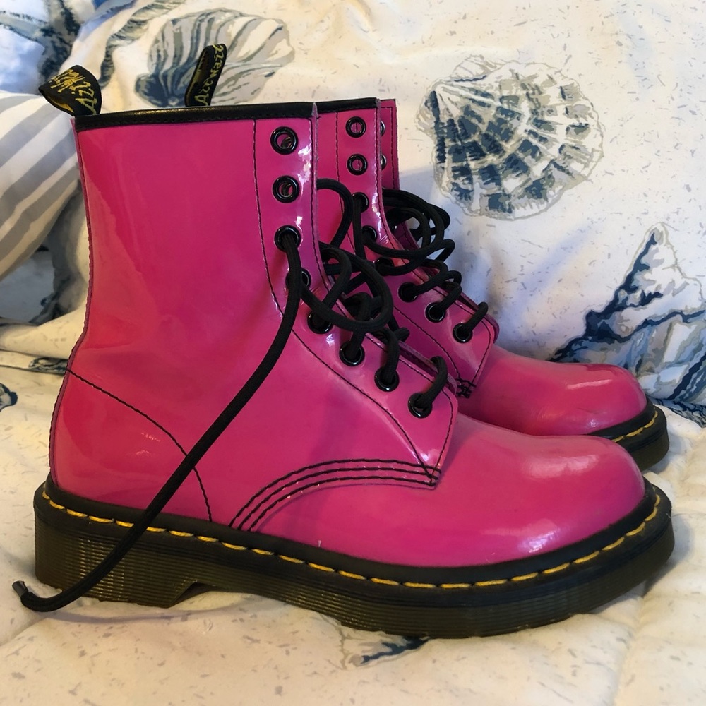 Doc Marten Pink Patent Leather Boots
